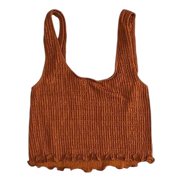 Me to We Brown Ribbed Cropped Tank Top - Picture 2 of 3
